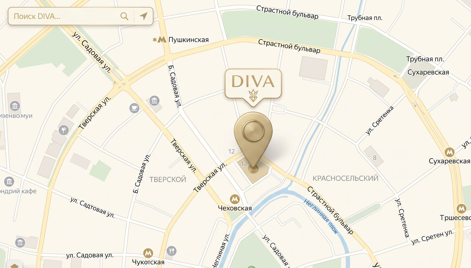 Карта проезда к салону DIVA
